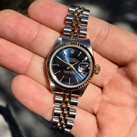 ladies gold rolex with blue face|womens two tone rolex datejust.